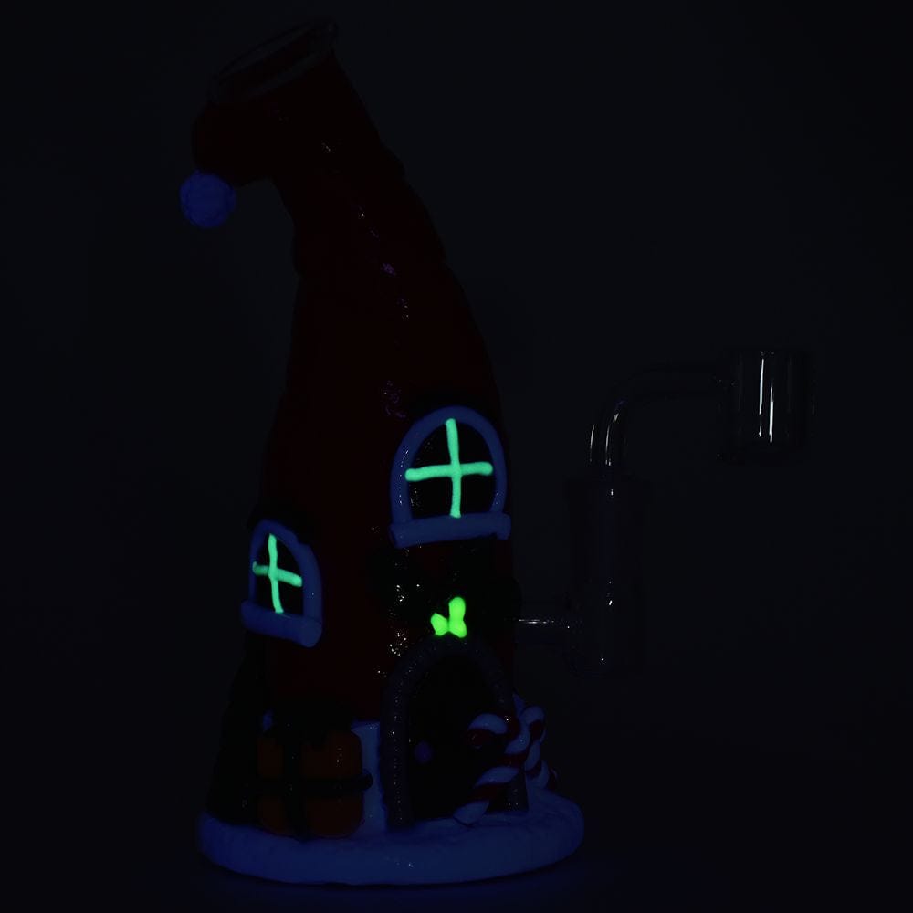 Santa Cap Elf House Resin On Glass Dab Rig - 7.5" / 14mm F - Discreet Smoker