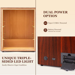60-100 Count Cigar Humidor Cabinet with LED and Digital Hygrometer
