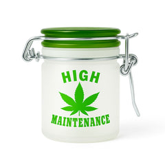 AIRTIGHT FROSTED GLASS HIGH MAINTENANCE STASH JAR - Discreet Smoker