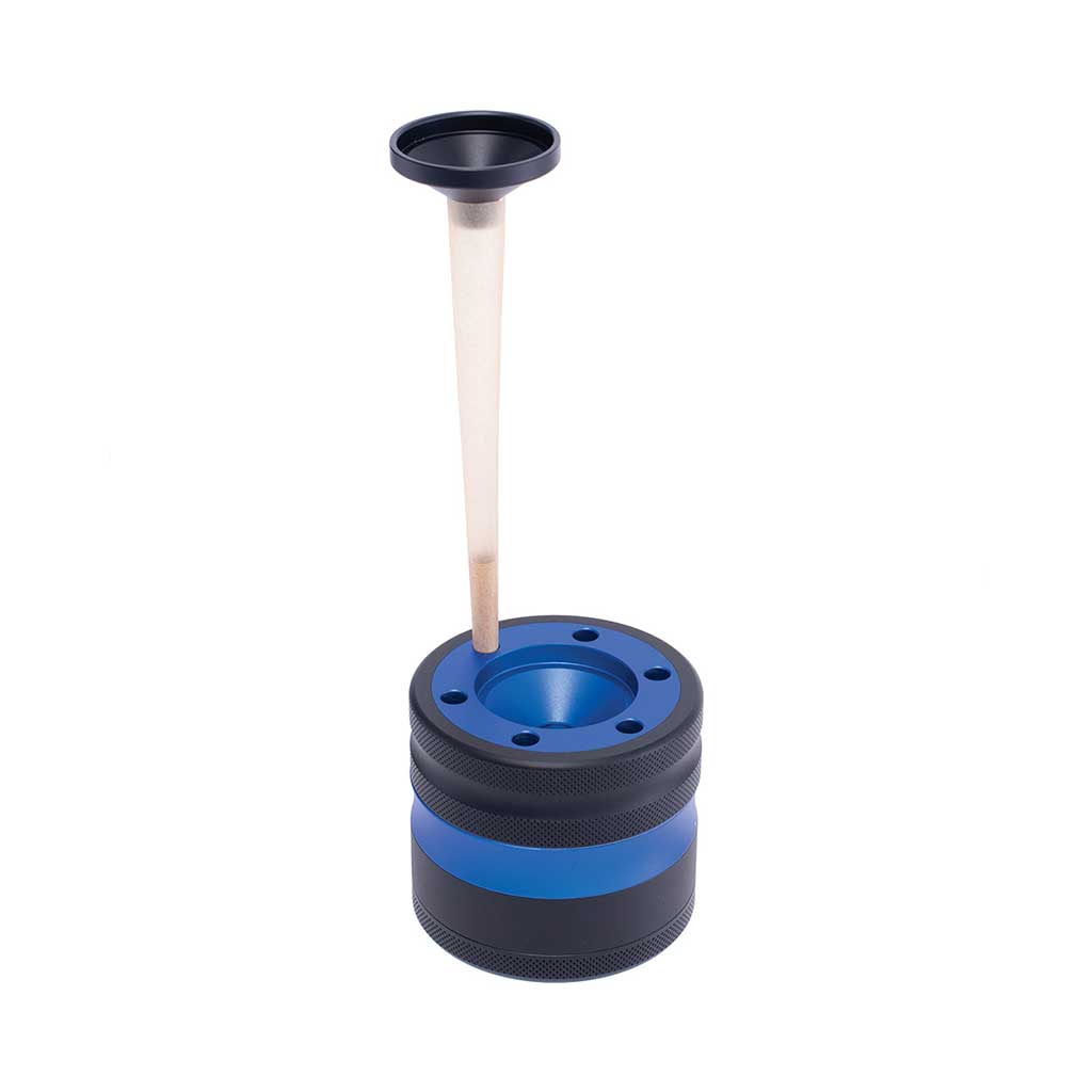ALUMINIUM GRINDER W/ CONE HOLDER & FUNNEL - Discreet Smoker