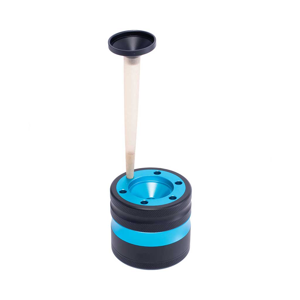 ALUMINIUM GRINDER W/ CONE HOLDER & FUNNEL - Discreet Smoker