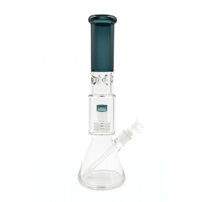 ARCTIC CYCLONE BEAKER BONG WITH MATRIX PERC & ICE PINCH, Teal