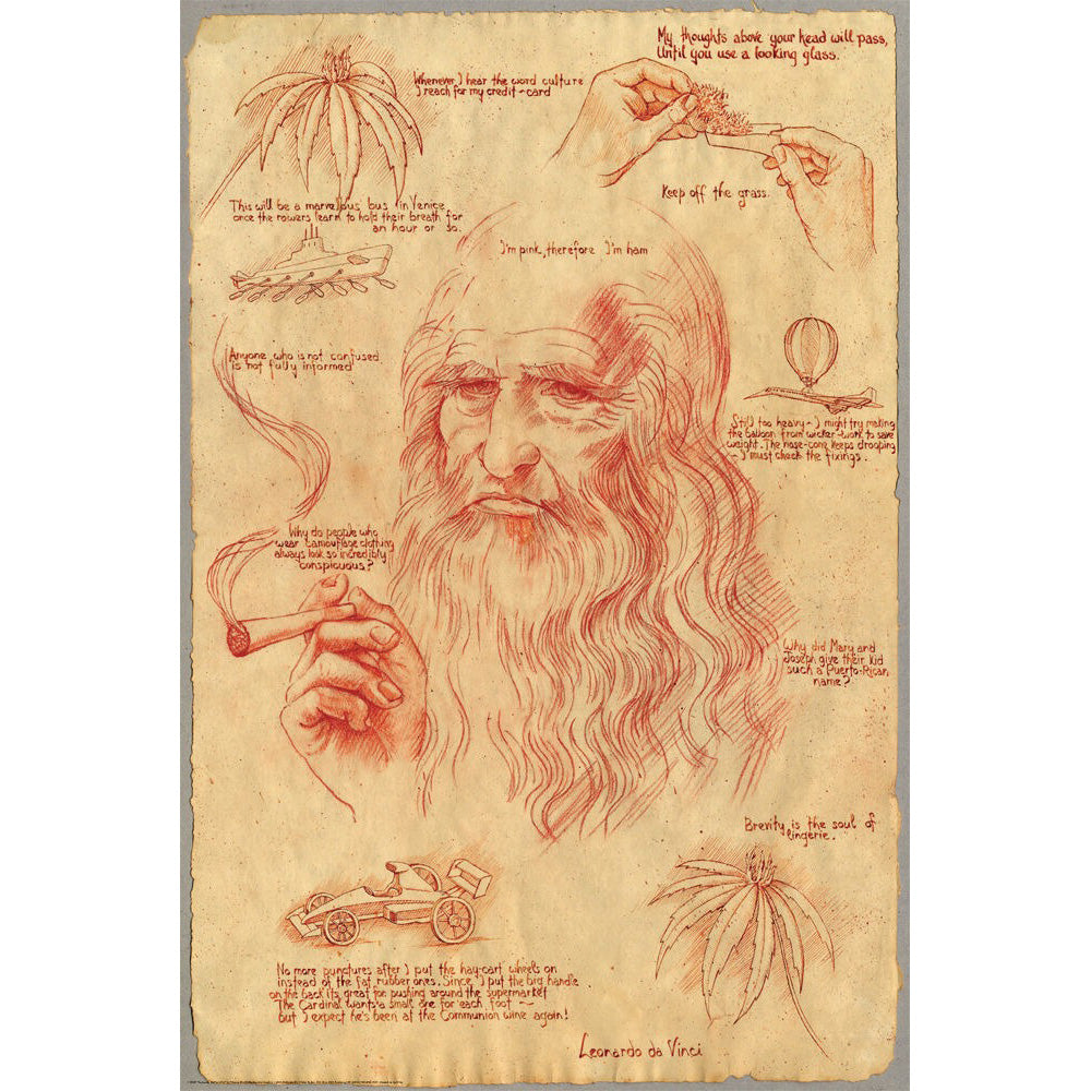 Leonardo DaVinci Poster | 24" x 36" - Discreet Smoker