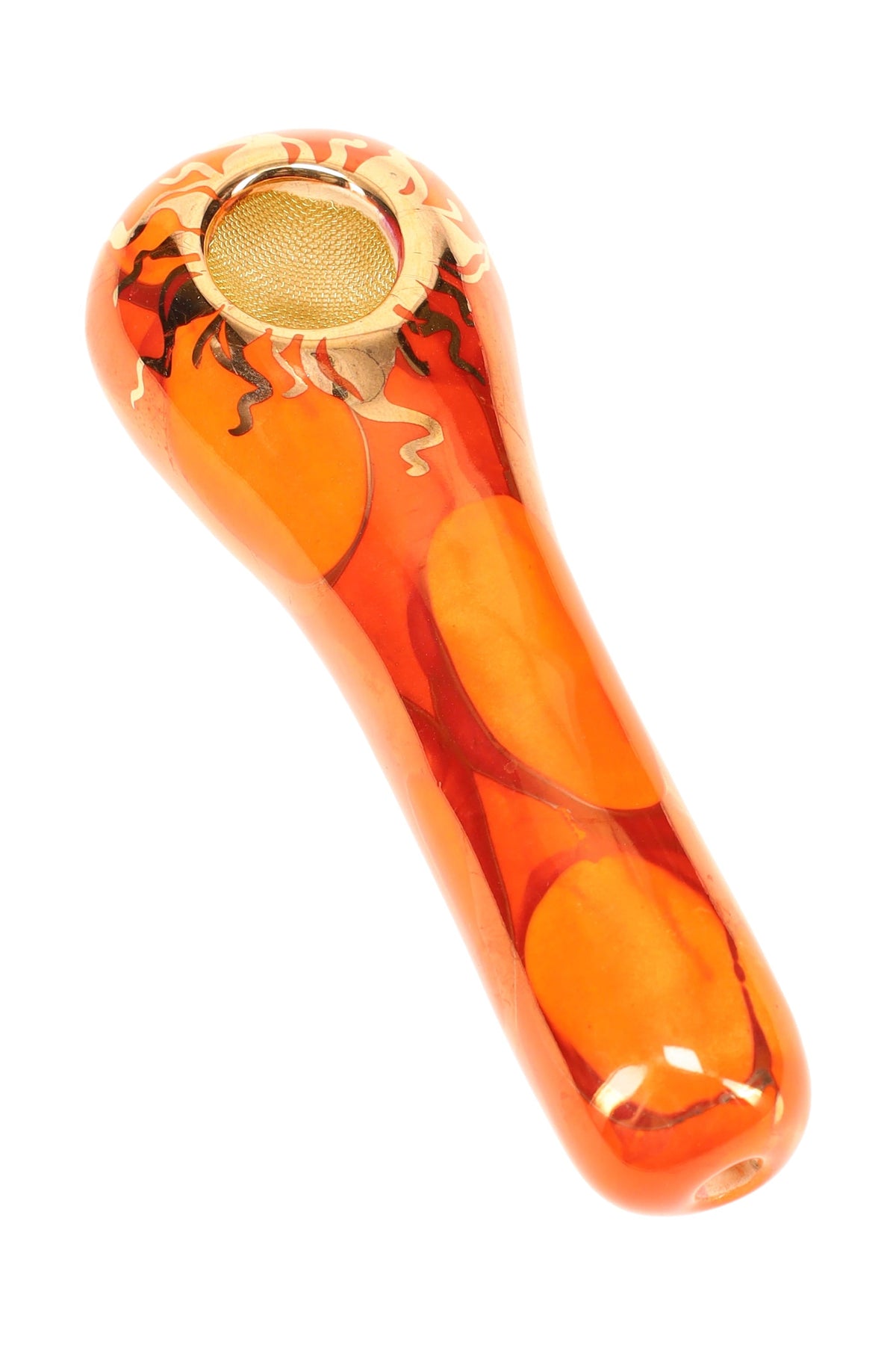 Ancient Creations Ceramics 4″ Ceramic Spoon Hand Pipe – Brass Screen – US-Made - Discreet Smoker