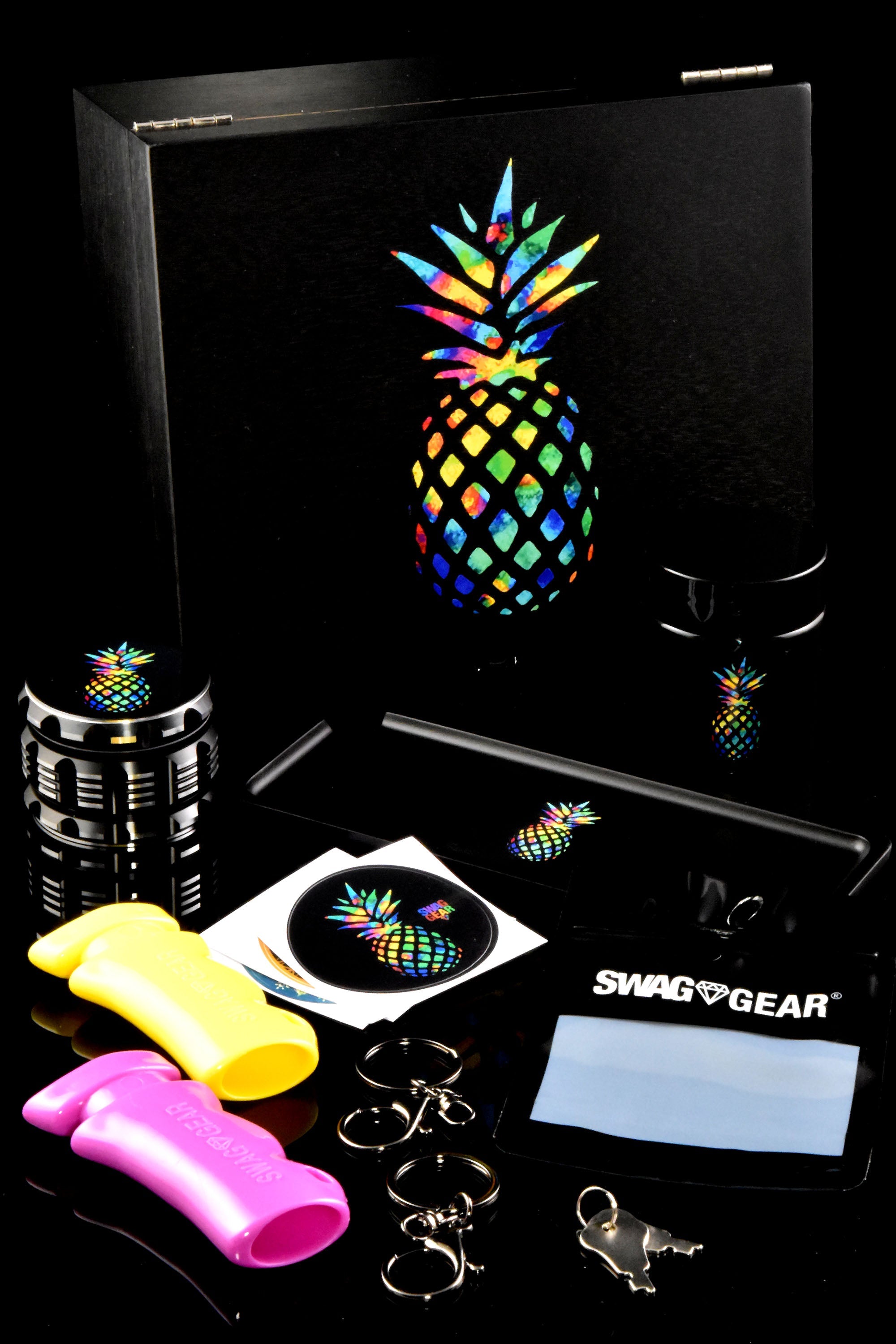 Large Locking Wooden Stash Box Set – Pineapple/Mandala/Tree - Discreet Smoker