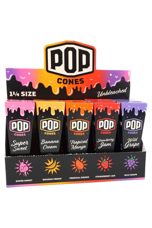 Pop Cones 1¼ Pre-Rolled Cones – 6/Pack – 25-Count Display – Assorted