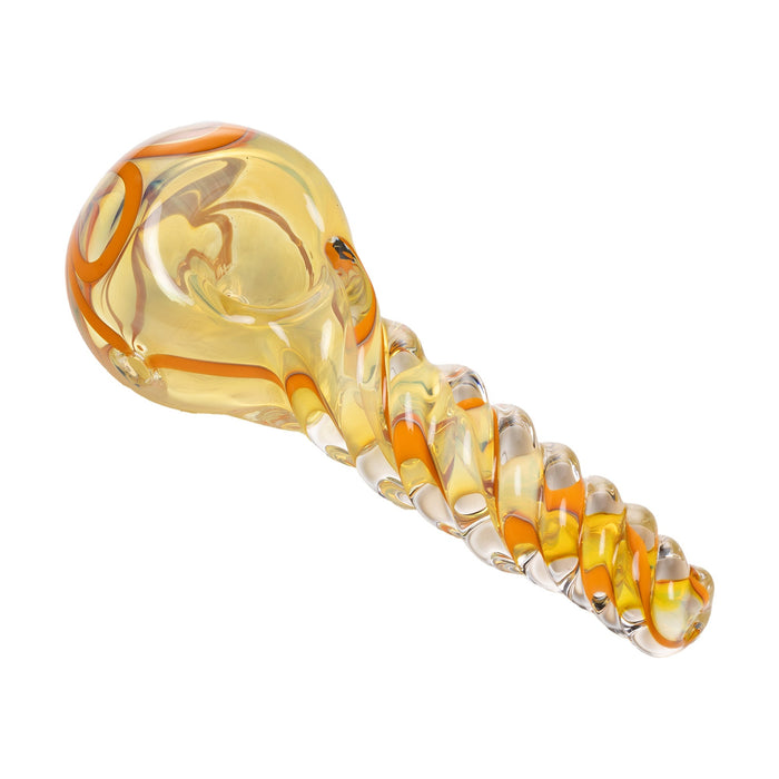 Human Grade Twist Glass Spoon Pipe Model B, Clear Orange