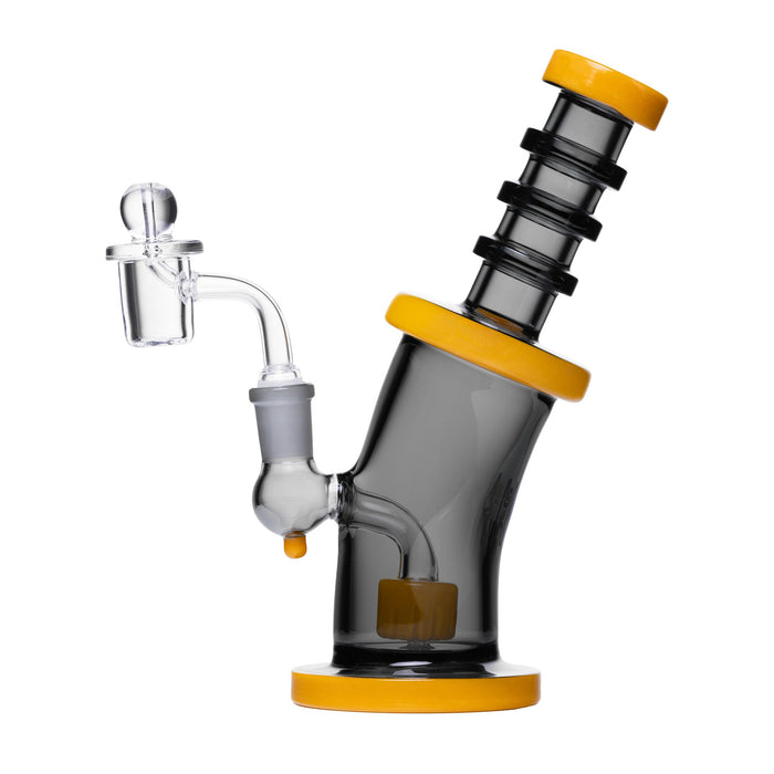 Human Grade 8" Bent Neck Dab Rig, Smoke with Orange Accent