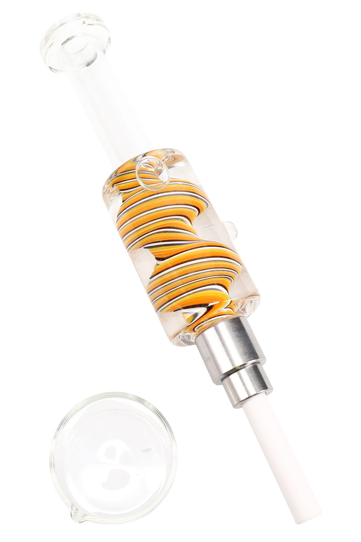 Fluid-Filled Glass Dab Straw Kit “Reverse Swirl” – Assorted Colors