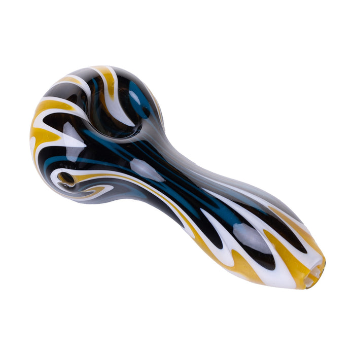 Human Grade Spoon Pipe Model A, Wig Wag - Blue Yellow
