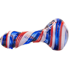 LA Pipes Stars and Stripes Independence Glass Spoon Pipe - Discreet Smoker