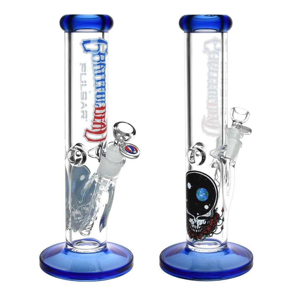 Grateful Dead x Pulsar Space Your Face Straight Tube Glass Water Pipe - 11.75" / 14mm F - Discreet Smoker