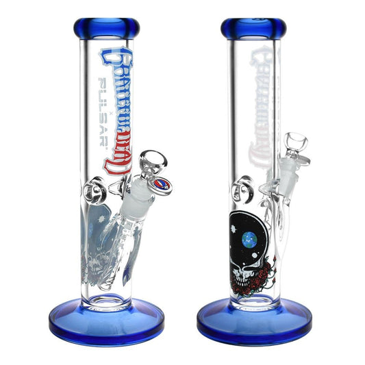 Grateful Dead x Pulsar Space Your Face Straight Tube Glass Water Pipe - 11.75" / 14mm F - Discreet Smoker