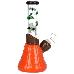 Bats 'n' Ghouls Jack-O-Lantern Glow in Dark Glass Water Pipe - 10" / 14mm F - Discreet Smoker