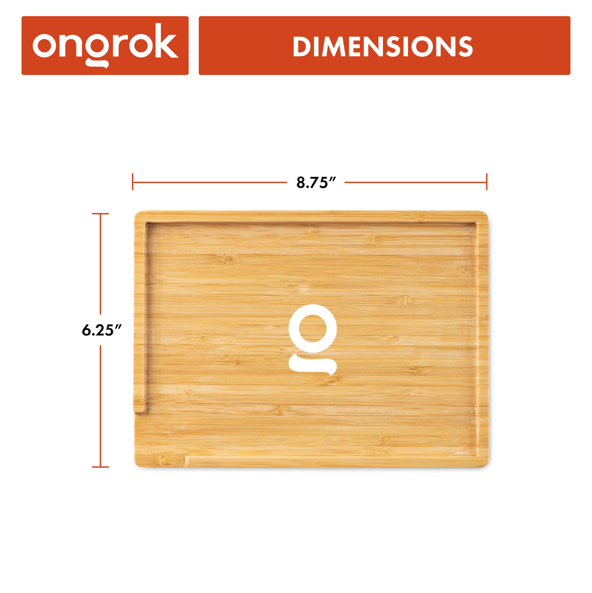 Ongrok Sustainable Small Bamboo Wood Tray - Discreet Smoker