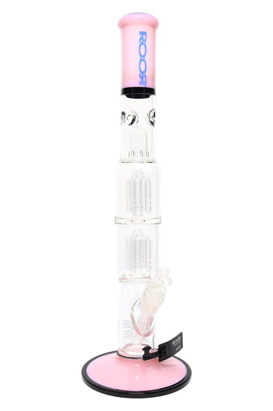 ROOR Tech 17" Multicolor Straight Tube – Double Tree Percs, Ice Pinch, Glass-on-Glass - Discreet Smoker