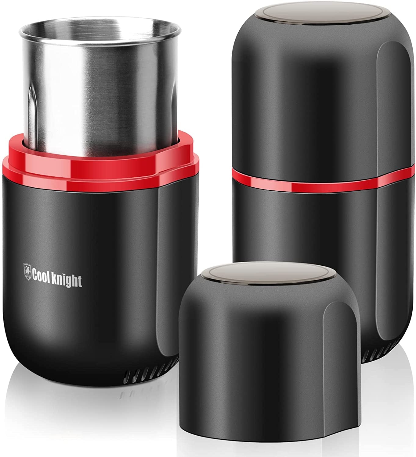 Herb Grinder [Large Capacity/Fast/Electric ]-Spice Herb Coffee Grinder with Pollen Catcher/- 7.5" (Black)