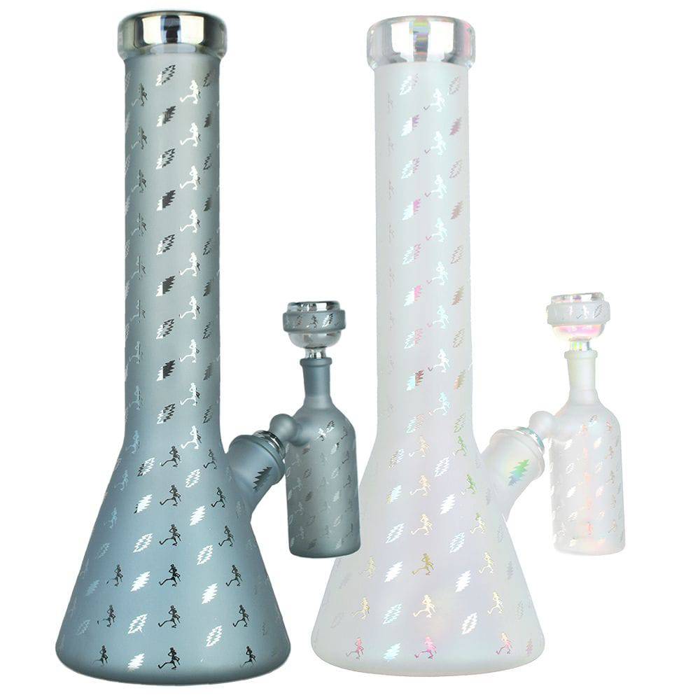 Grateful Dead x Pulsar Bolts And Skellies Glass Beaker Water Pipe Set | 13.75" | 14mm F - Discreet Smoker