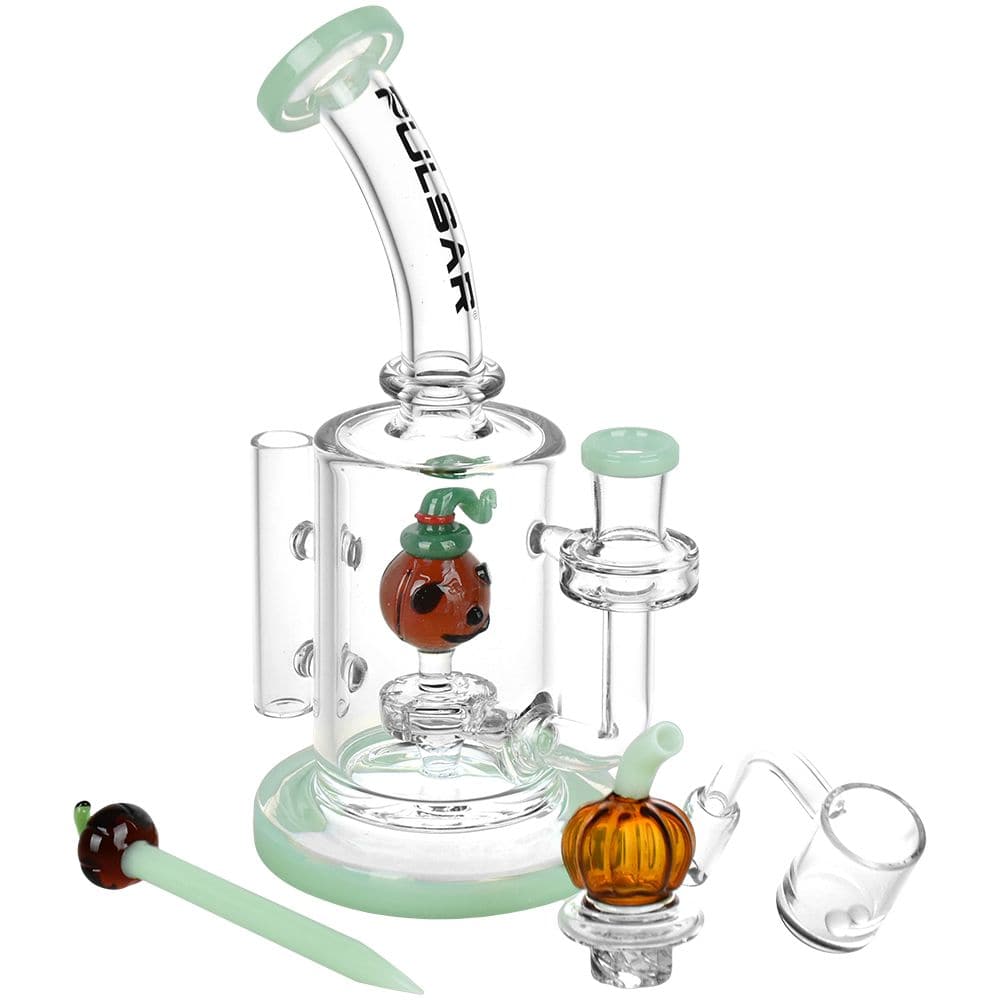 Pulsar Pumpkin Patch Glass Dab Rig Set - 8" / 14mm F - Discreet Smoker