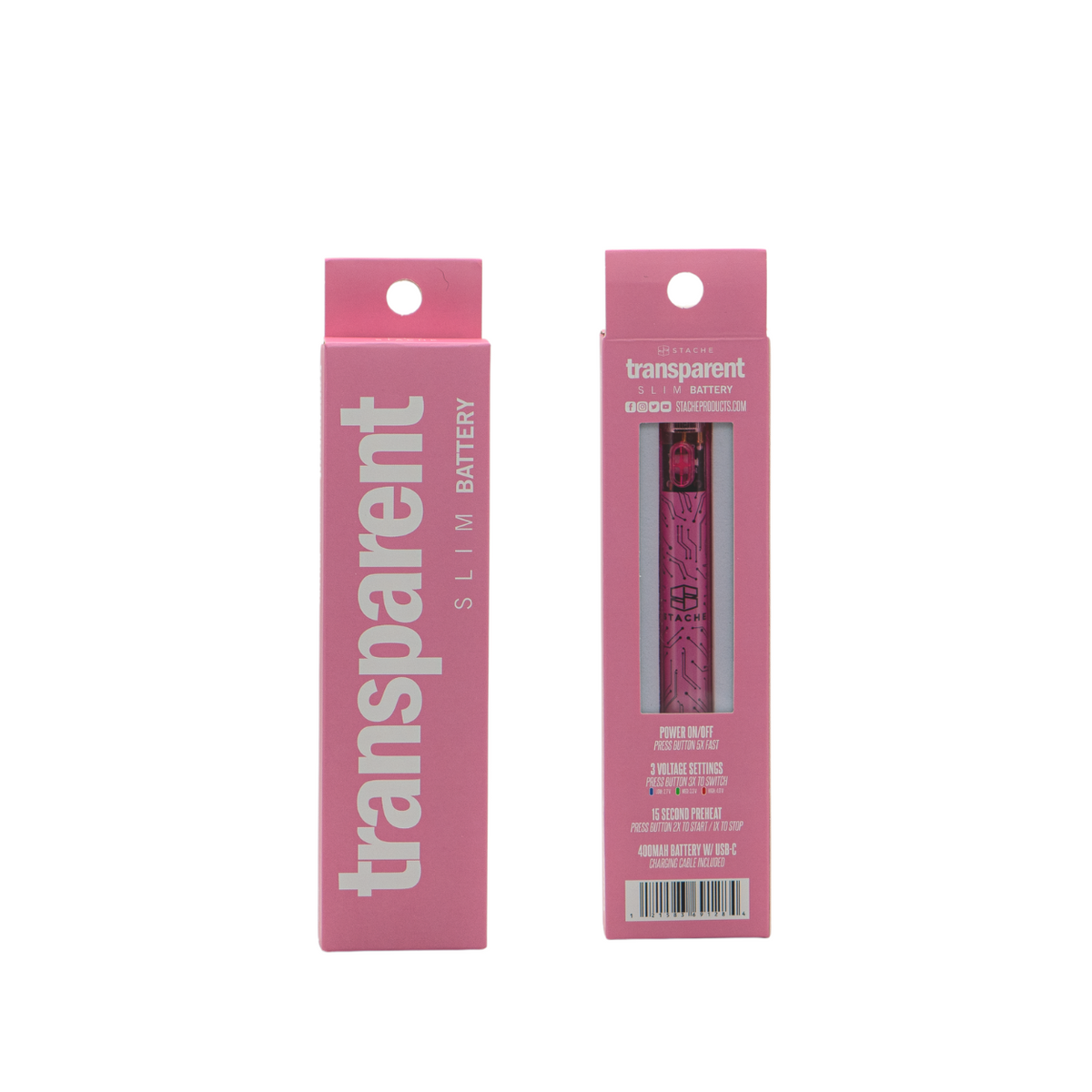 Transparent light up Vape battery by Stache - Discreet Smoker