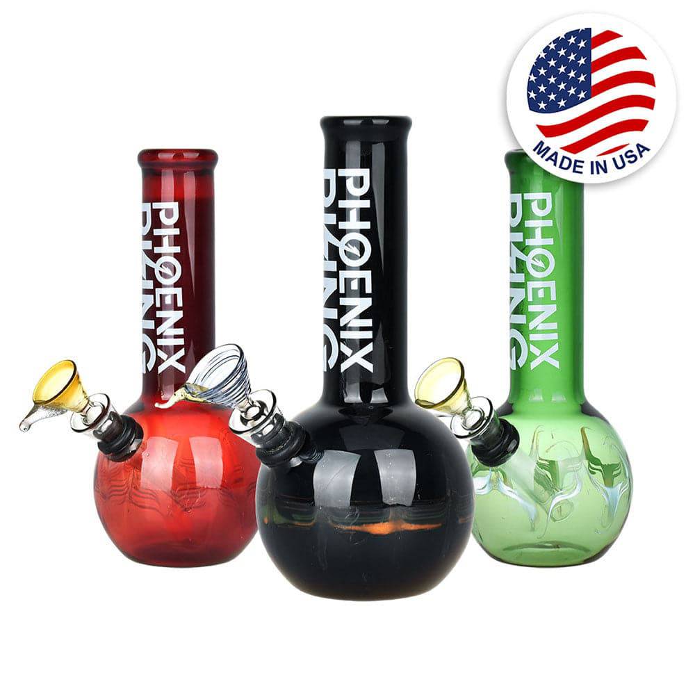 Phoenix Rising Round Base Water Pipe - 7"/Colors Vary - Discreet Smoker