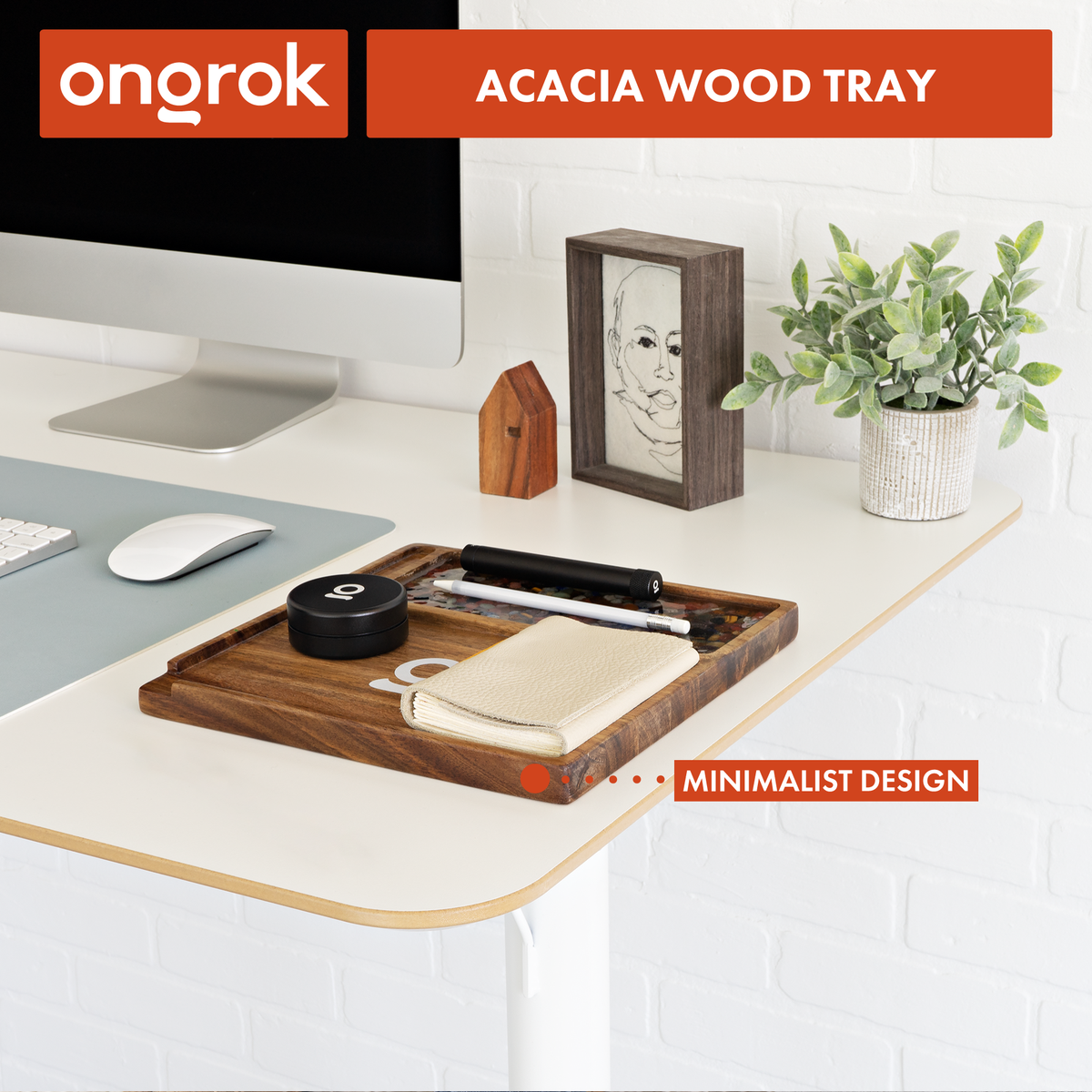 Ongrok Premium Natural Acacia Wood Tray | 9.5" x 9.5" - Discreet Smoker