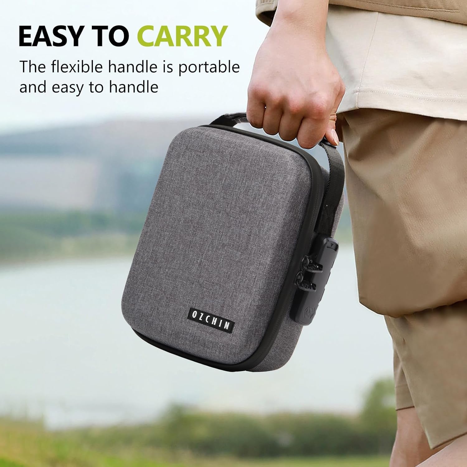 OZCHIN Smell Proof Bag with Combination Lock Shockproof Hard Shell Carrying Case Smoking Tobacco Bag Odorless Pouch Medicine Organizer Case Container Travel