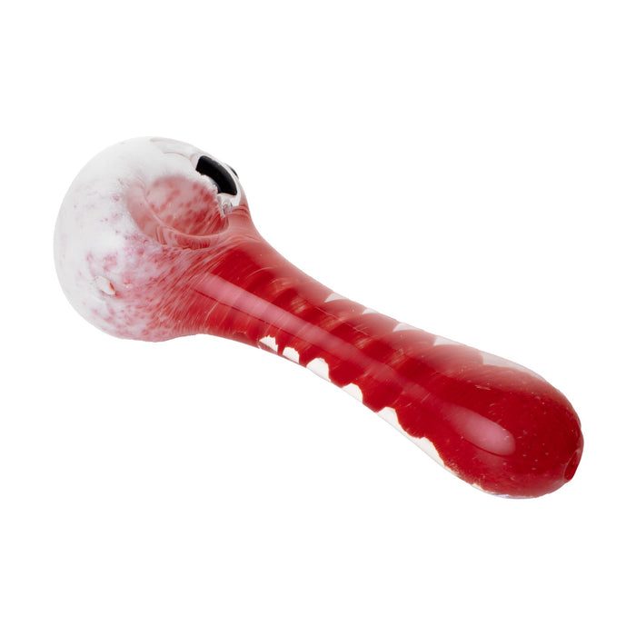 Human Grade IO Twist Spoon Pipe, White Frit with Red