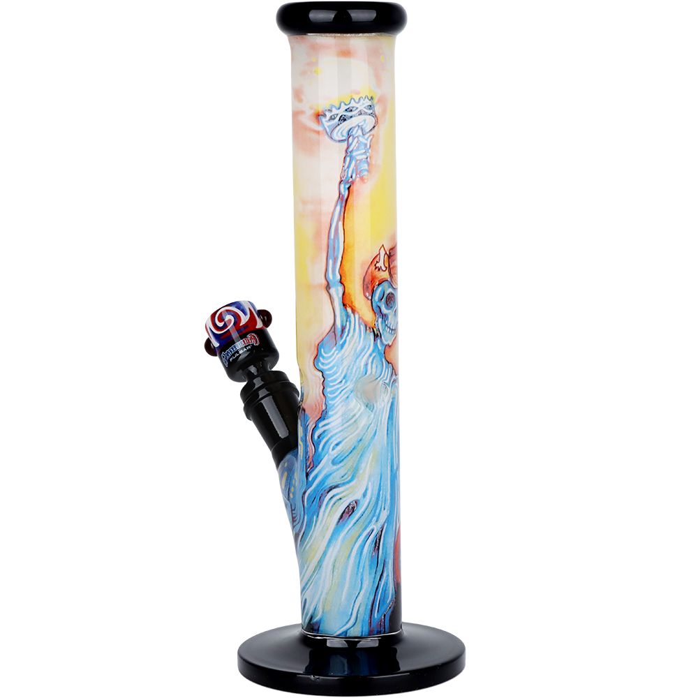 The Grateful Dead x Pulsar Inside Print Straight Tube Glass Water Pipe | 11.25" | 14mm F - Discreet Smoker