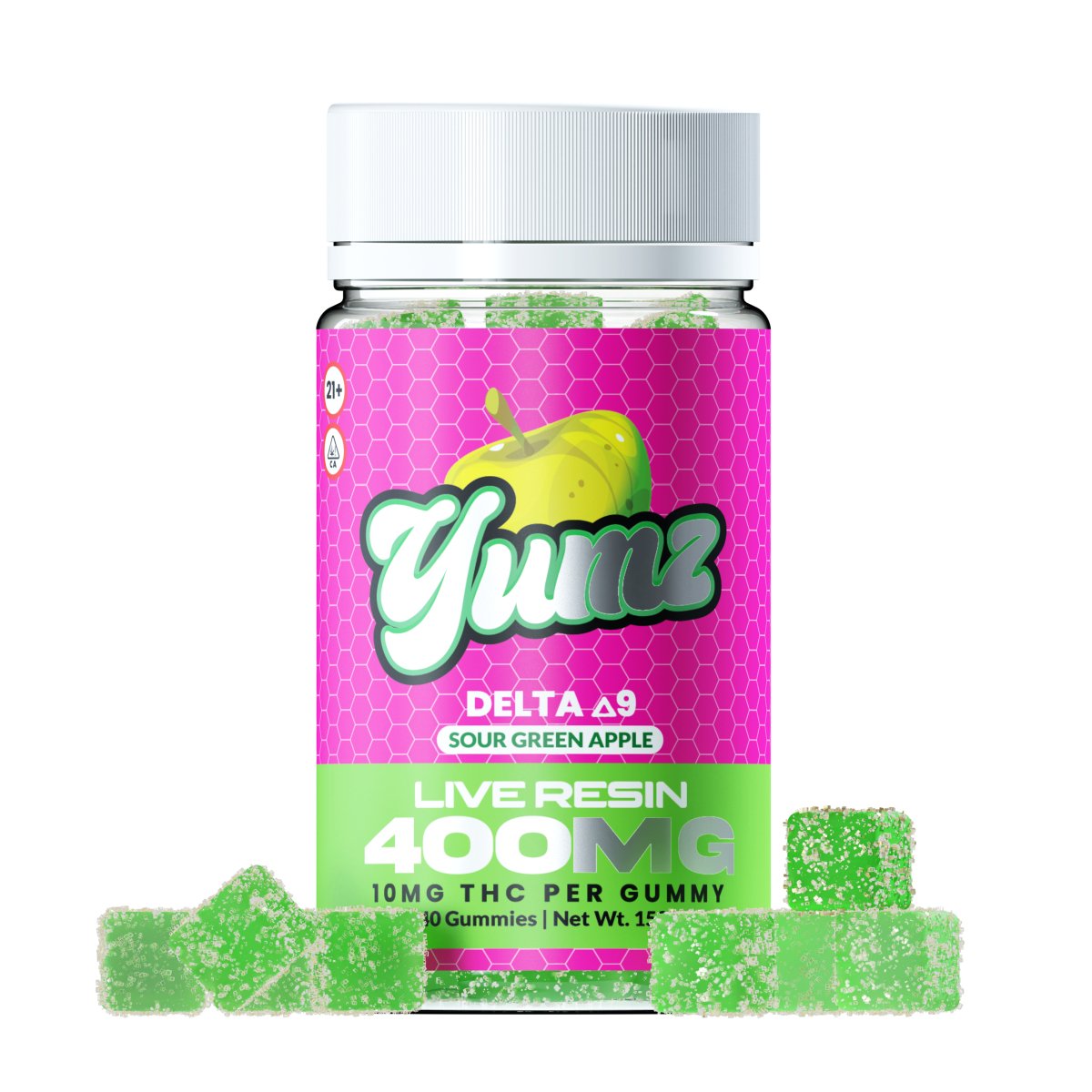 THC Gummies - Delta 9 THC - YUMZ LAB - Sour Green Apple - Discreet Smoker