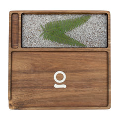 Ongrok Premium Natural Acacia Wood Tray | 9.5" x 9.5" - Discreet Smoker