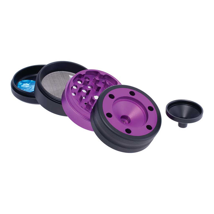 ALUMINIUM GRINDER W/ CONE HOLDER & FUNNEL, Purple
