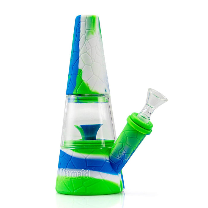 Fountain Silicone and Glass Bong, blue/green/white