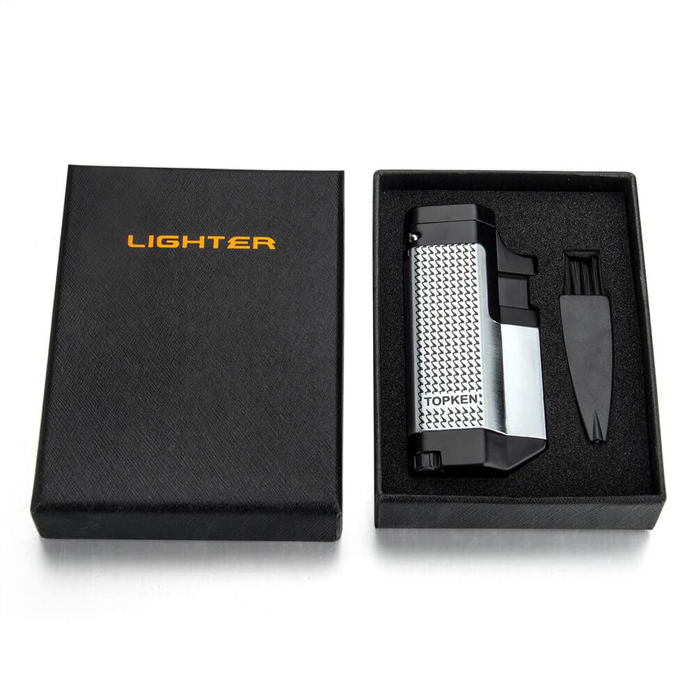Triple Jet Silver Torch Lighter - Discreet Smoker
