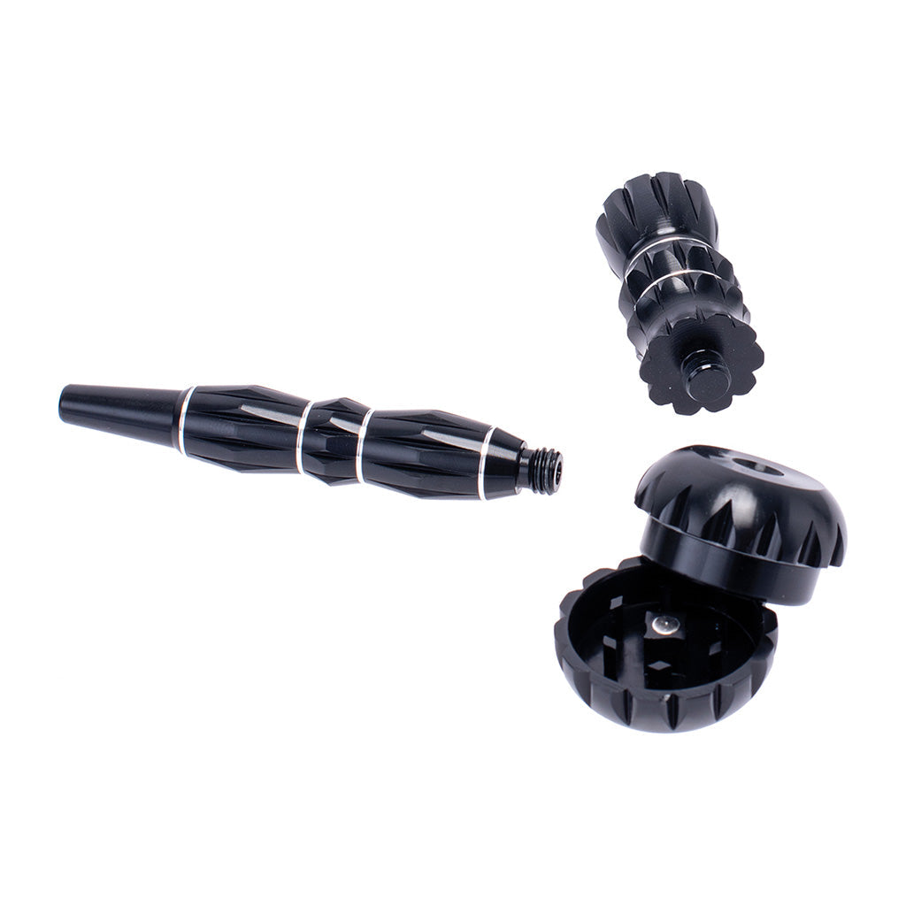 ALUMINUM RIBBED SMOKING PIPE WITH GRINDER - Discreet Smoker