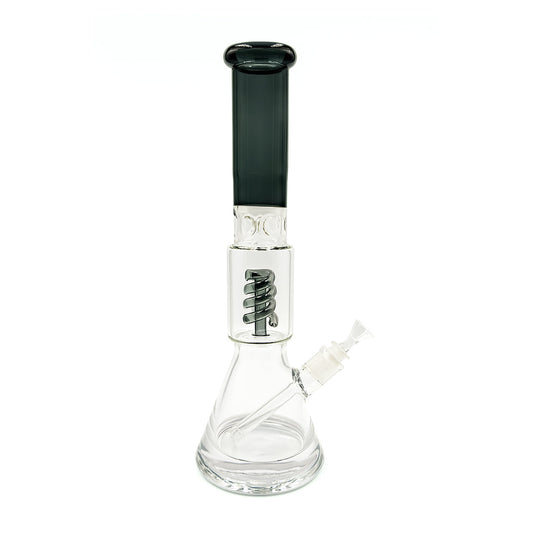 BLACK COIL PERC BEAKER BONG WITH ICE PINCH TALL CHAMBER DESIGN - Discreet Smoker