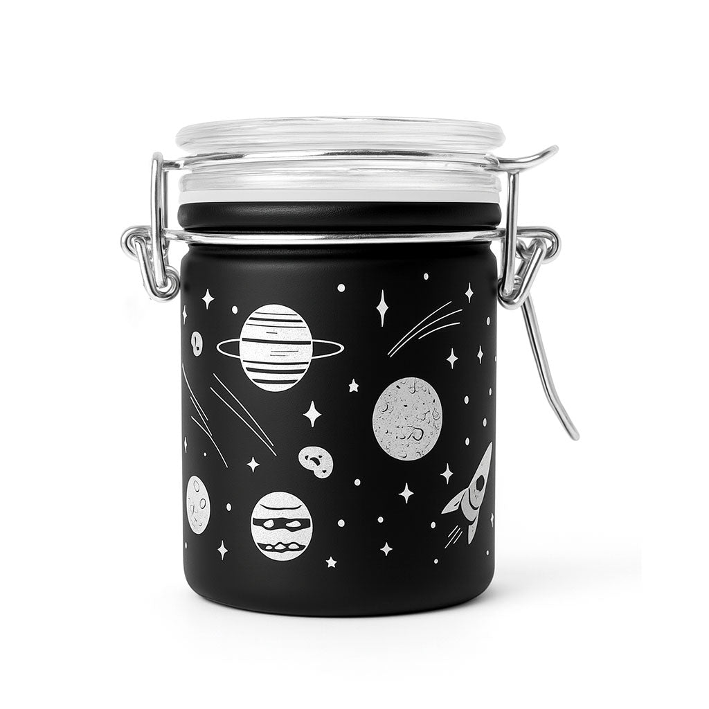 BLACK FROSTED - GALAXY STORAGE JAR - Discreet Smoker