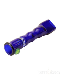 Blazing Blue Glass Honeycomb Screen Chillum Pipe
