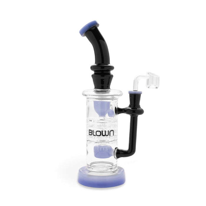 BLOWN Glass Goods ZETA 12in Rig w/ 5-Stack Plate Perc + Recycler & Drum Perc, Blue