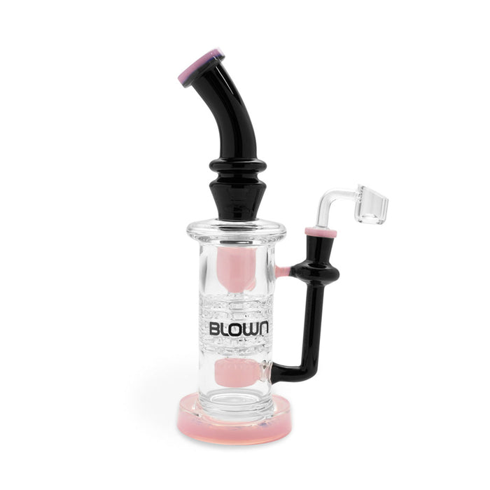BLOWN Glass Goods ZETA 12in Rig w/ 5-Stack Plate Perc + Recycler & Drum Perc, Pink