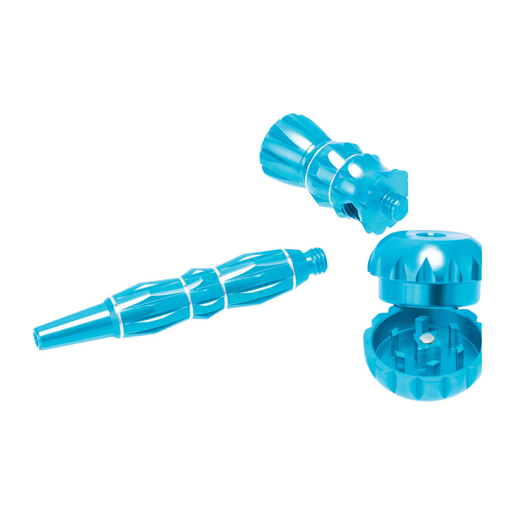 ALUMINUM RIBBED SMOKING PIPE WITH GRINDER - Discreet Smoker
