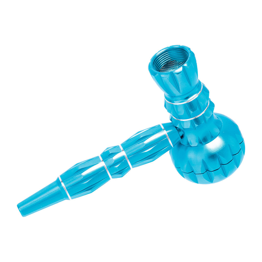 ALUMINUM RIBBED SMOKING PIPE WITH GRINDER - Discreet Smoker