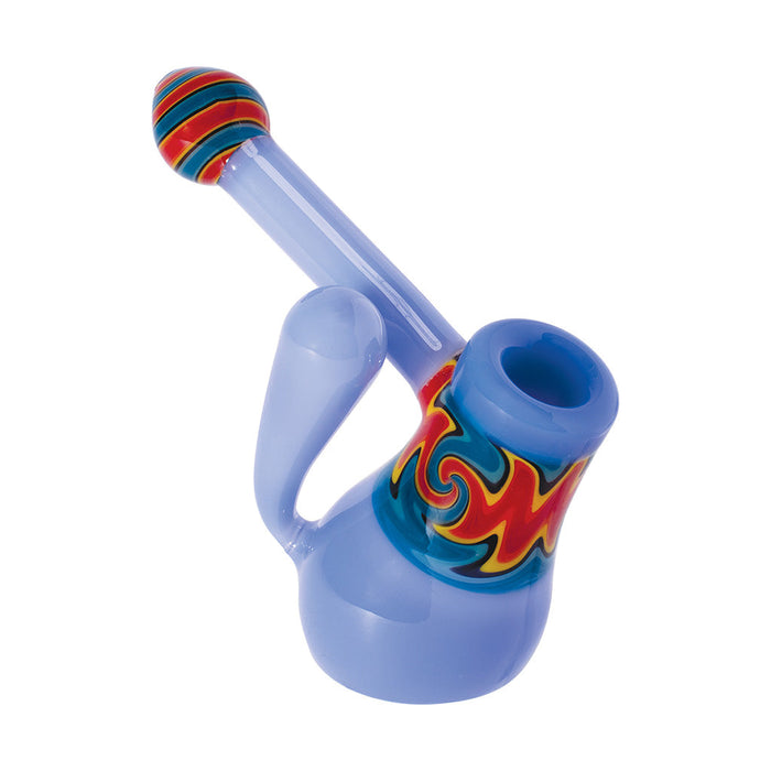GLASS BUBBLER WITH WIG WAG, Blue