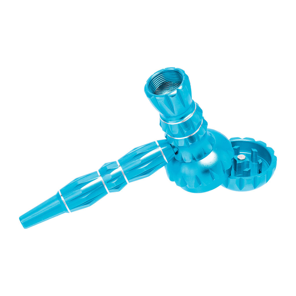 ALUMINUM RIBBED SMOKING PIPE WITH GRINDER - Discreet Smoker
