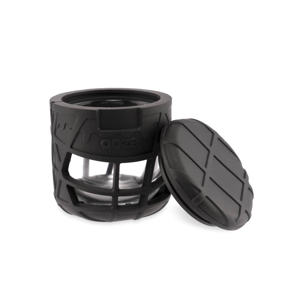 Ooze Prizm Silicone-Wrapped Glass Stash Jar - Discreet Smoker