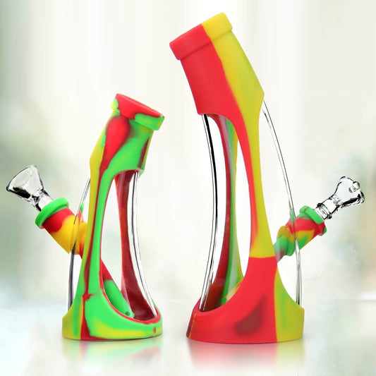 Silicone and Glass Horn Bong - Discreet Smoker