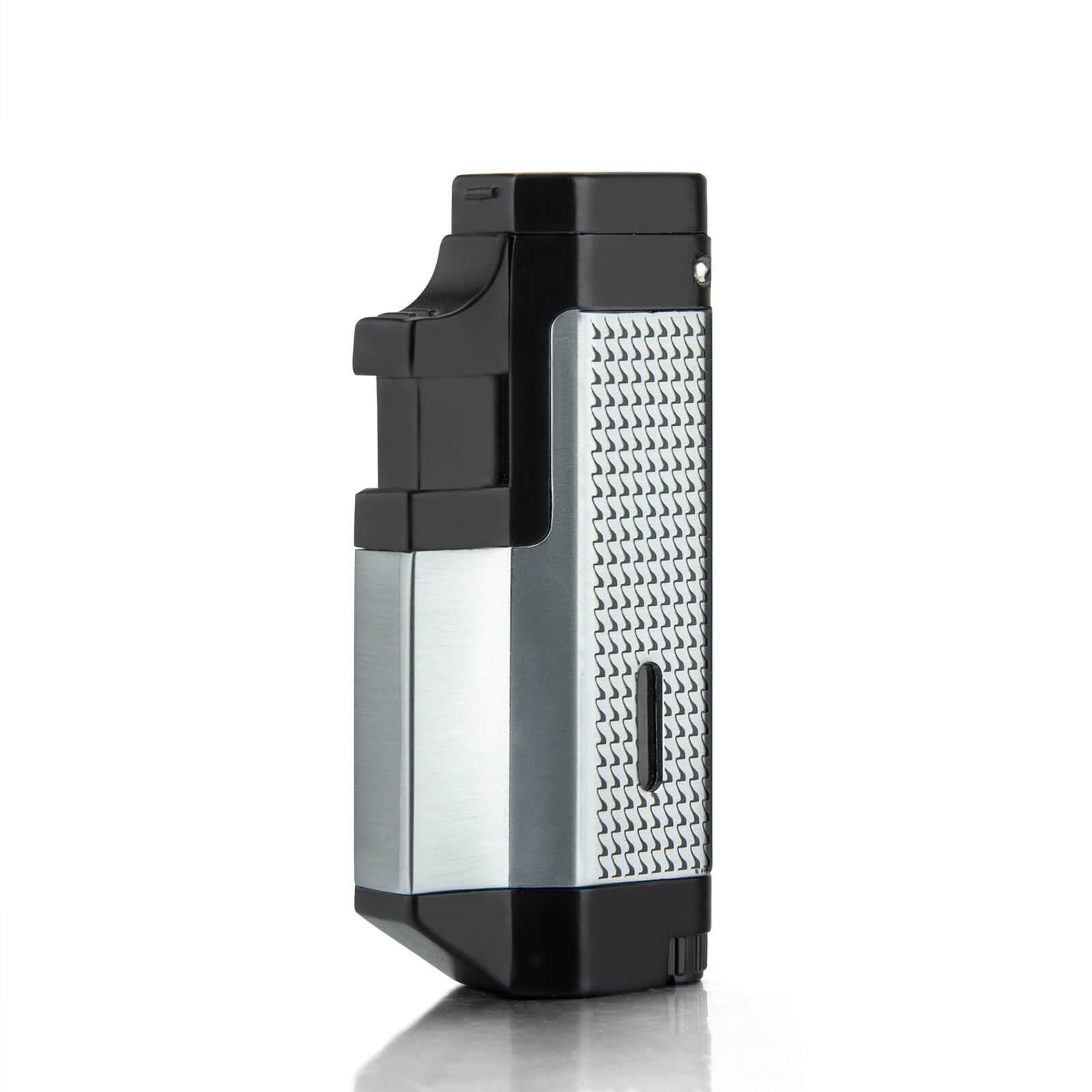 Triple Jet Silver Torch Lighter - Discreet Smoker