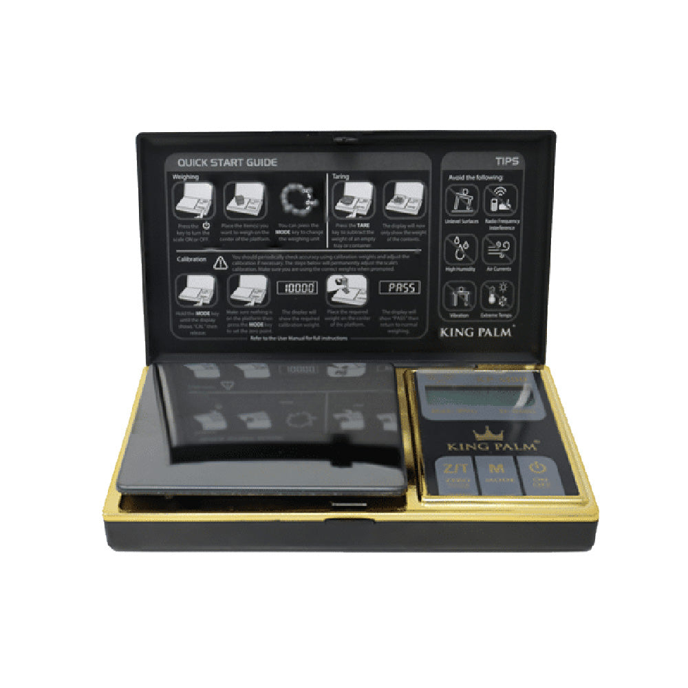 King Palm Gold-Plated Black Digital Mini Scale | 100g x .01g - Discreet Smoker