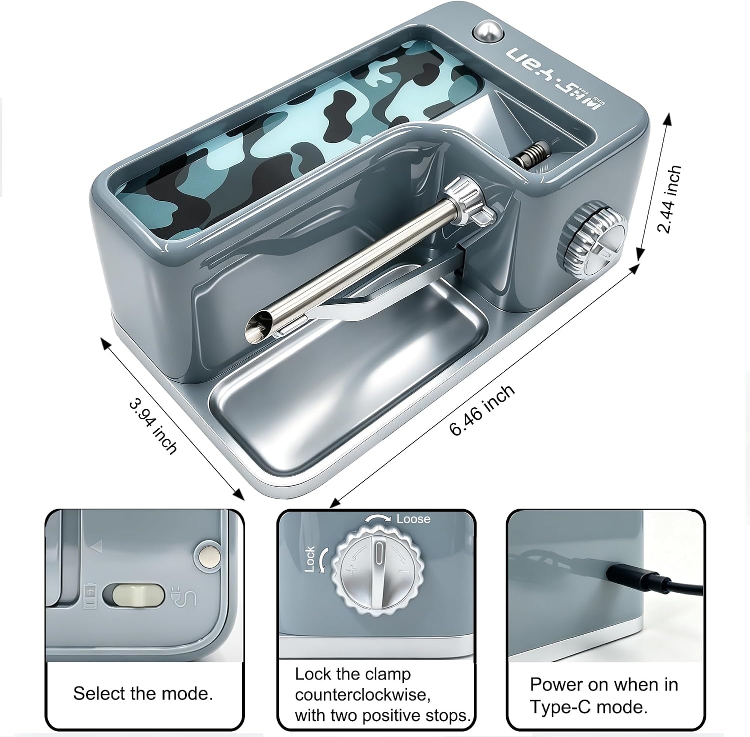 Cigarette Rolling Machine, Electric Pre-Roll Cone, Usb-C/Battery