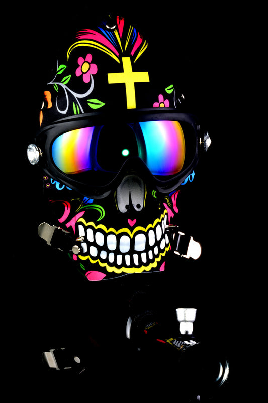 Gas Mask Acrylic Bong “Skull Party” – Assorted Designs - Discreet Smoker